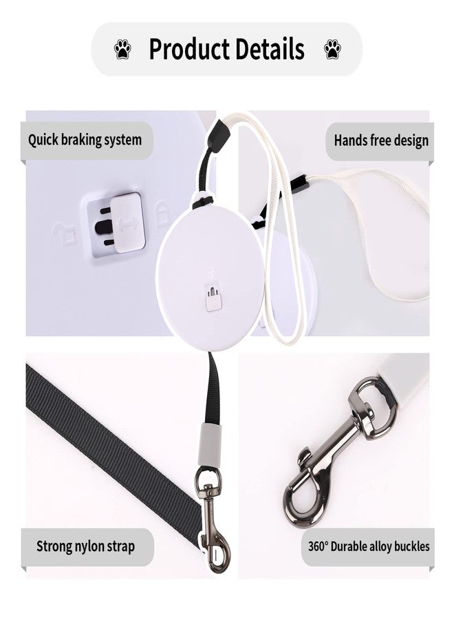 CUGBCUG Retractable Dog Leash for Small and Medium Dogs up to 22lbs with 9.8ft Strong Nylon Tape, Hands Free, Portable and Lightweight Leash with Wrist Strap, One-Hand Brake, Tangle Free (White) - Image 2